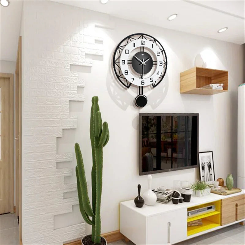 horloge murale pivotante créative design silencieuse pour décoration intérieure - vue 5 sur 7
