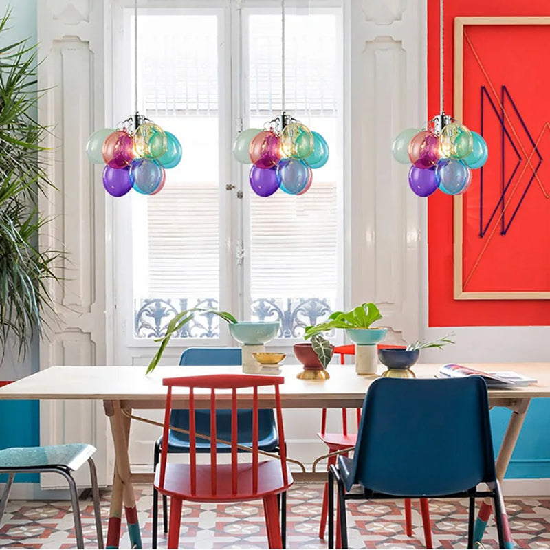 lustre led en boule de verre bulle suspension décoration