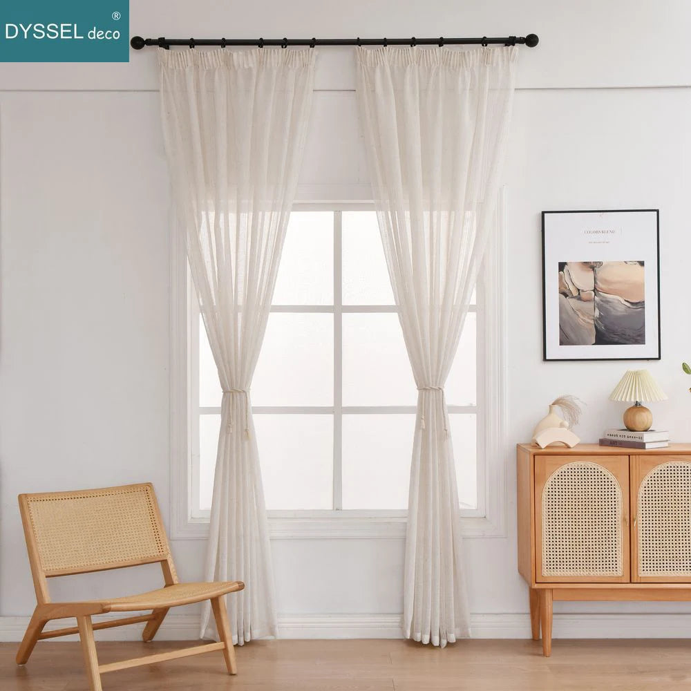 Rideau moderne rayé style lin pour salon chambre - vue 5 sur 7