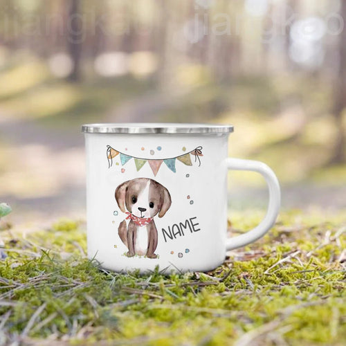 Mug enfant personnalisé animal prénom style cartoon émail