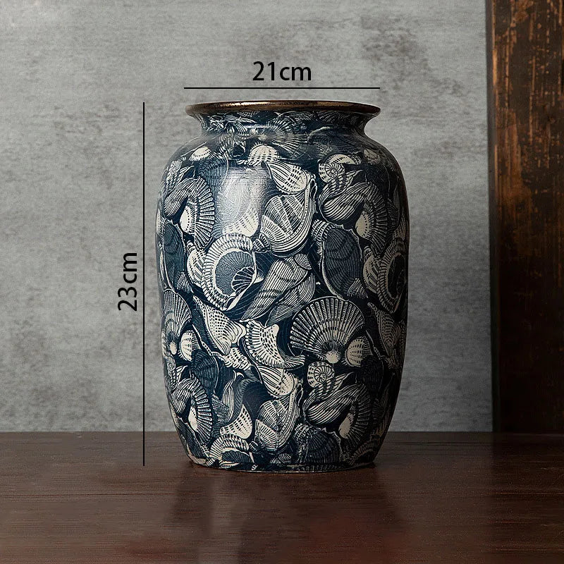 vase rétro en céramique fait main avec dorure décorative - vue 8 sur 9