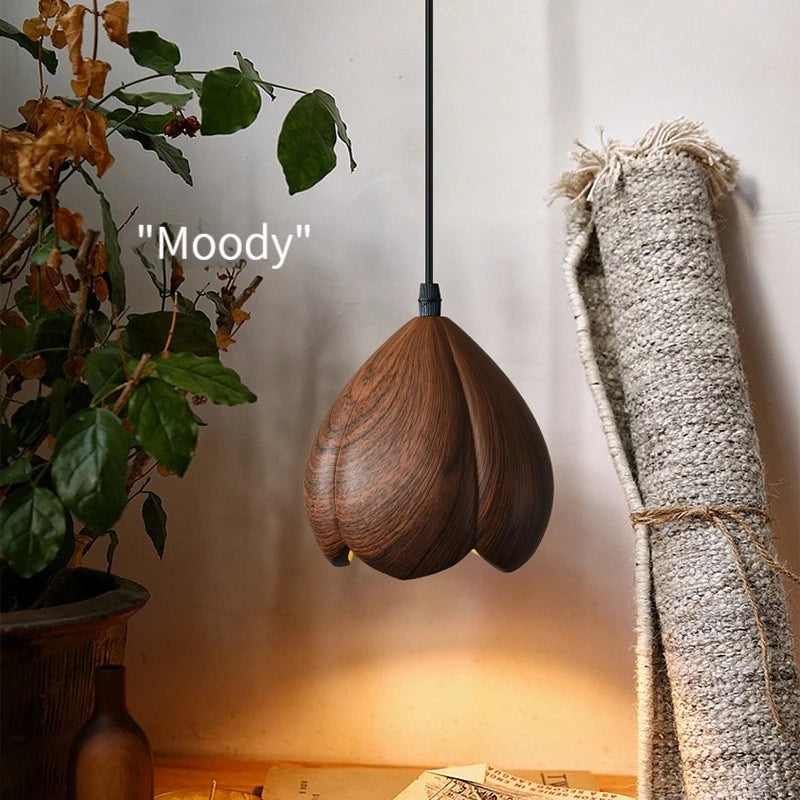 lustre en bois de noyer fait à la main décoration moderne nordique
