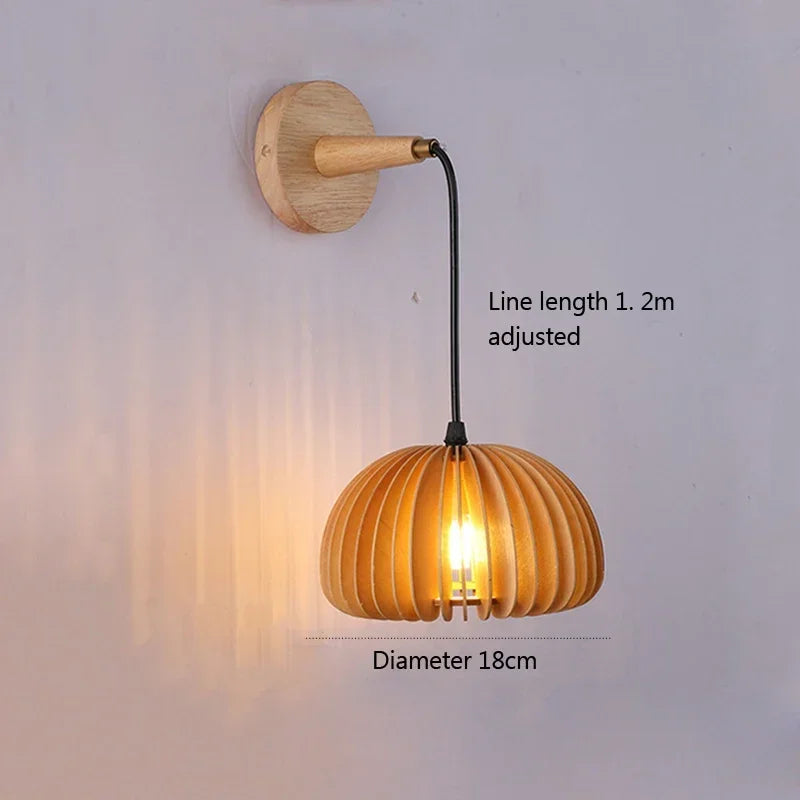applique murale led en bois style japonais pour décoration intérieure - vue 4 sur 10