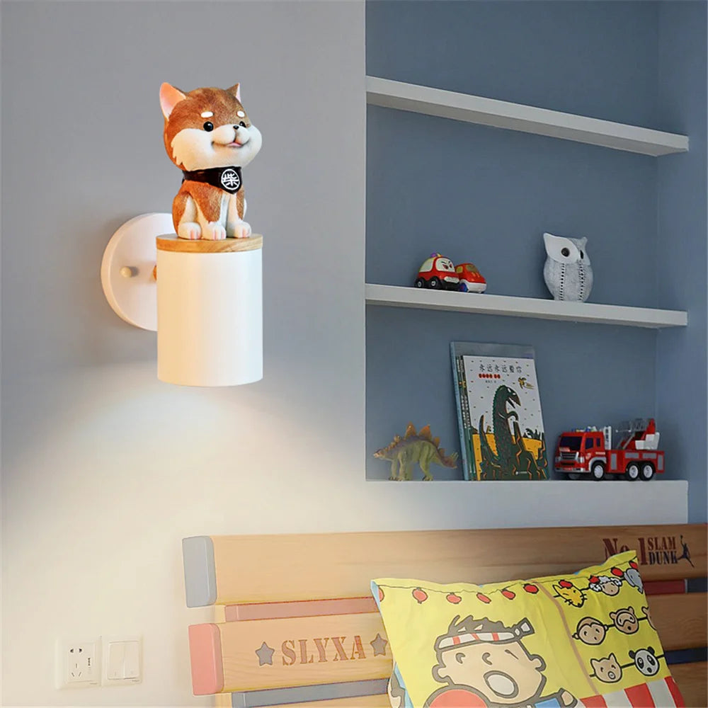 applique murale led créative chat et chien pour enfants - vue 3 sur 12