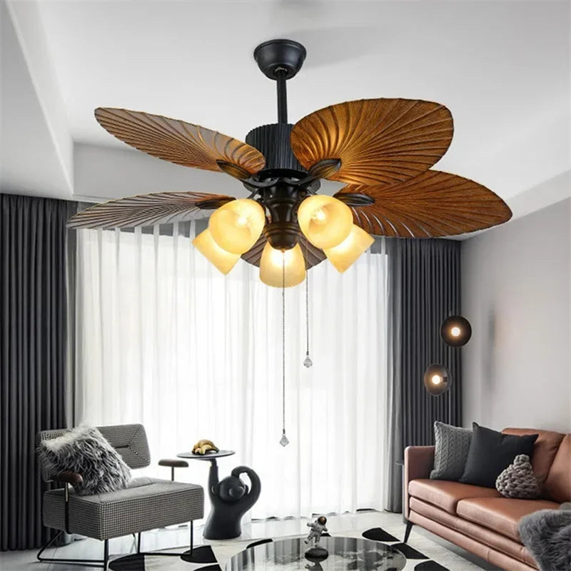 plafonnier vintage américain avec ventilateur et télécommande moderne - vue 3 sur 6