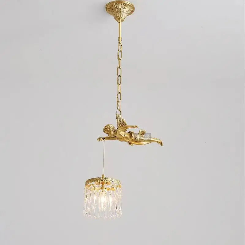 lustre en cristal à led avec ailes d'ange décoration européenne luxueuse - vue 5 sur 6
