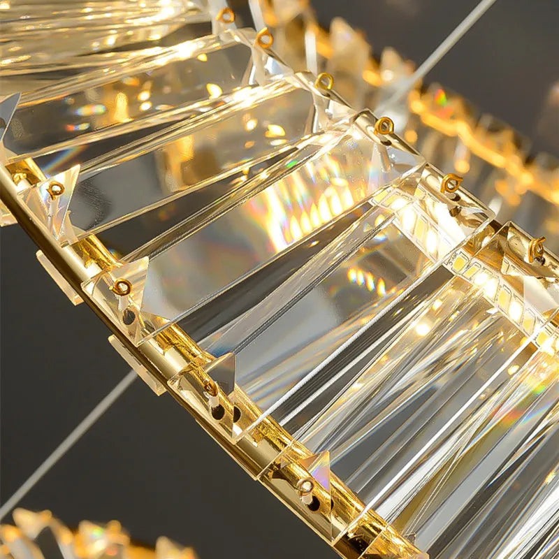 Lustre Led en cristal moderne pour salle à manger salon cuisine chambre plafond suspension lampe or télécommande suspension - vue 5 sur 16