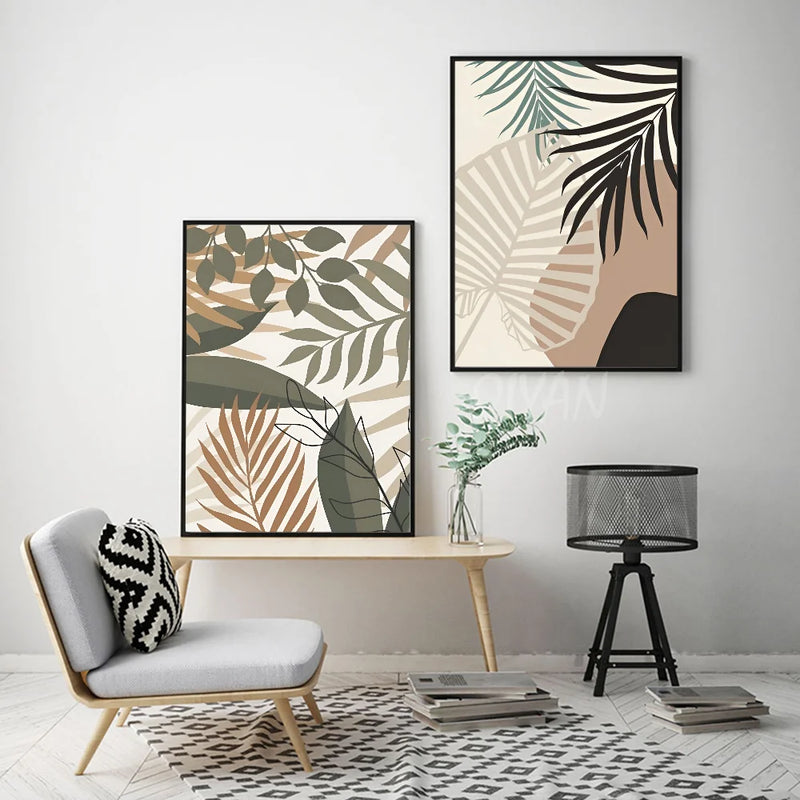 affiche artistique de feuilles de palmier pour décoration intérieure