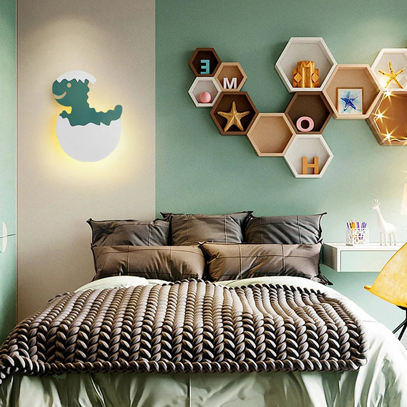 té mignon enfants applique LED dinosaure forme d'oeuf dessin animé chambre chevet applique murale pour fille garçon bébé chambre de bébé - vue 5 sur 8