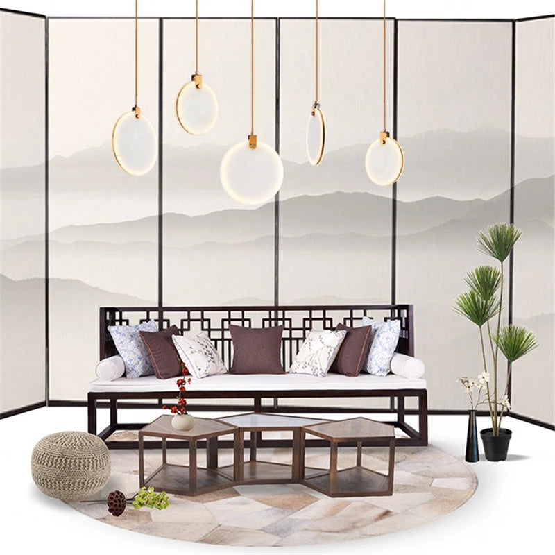 lustre moderne en marbre créatif led imitation luxe - vue 5 sur 10