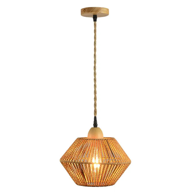 lampe de chevet rétro en rotin rétractable pour intérieur décoratif