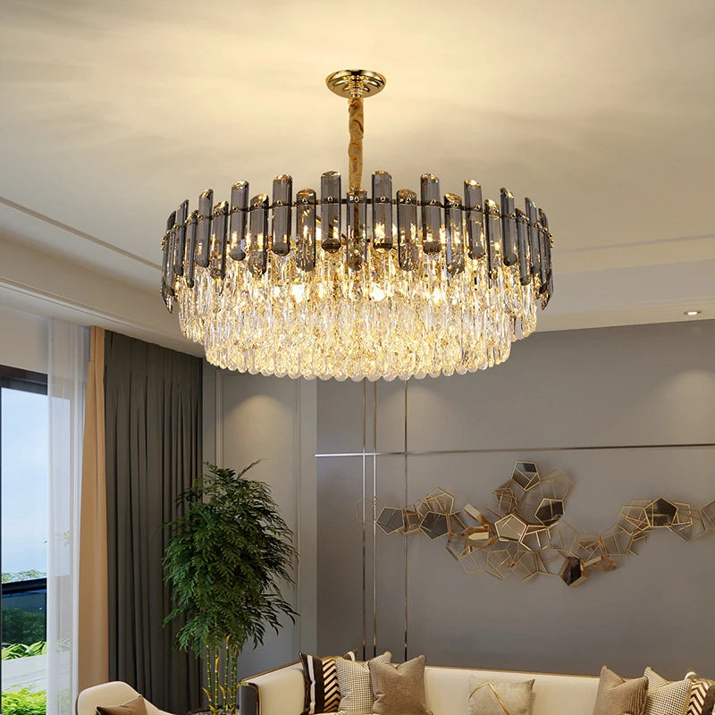 lustre en cristal k9 luxe avec lampe led décoration intérieure élégante - vue 5 sur 5