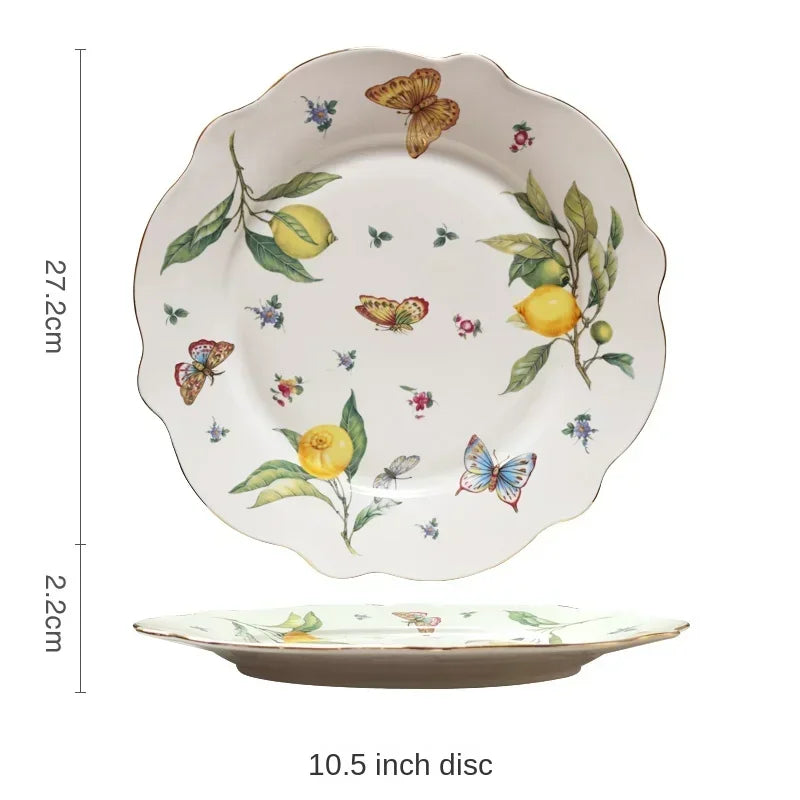 Assiette ceramique motif citron style europeen pour cuisine