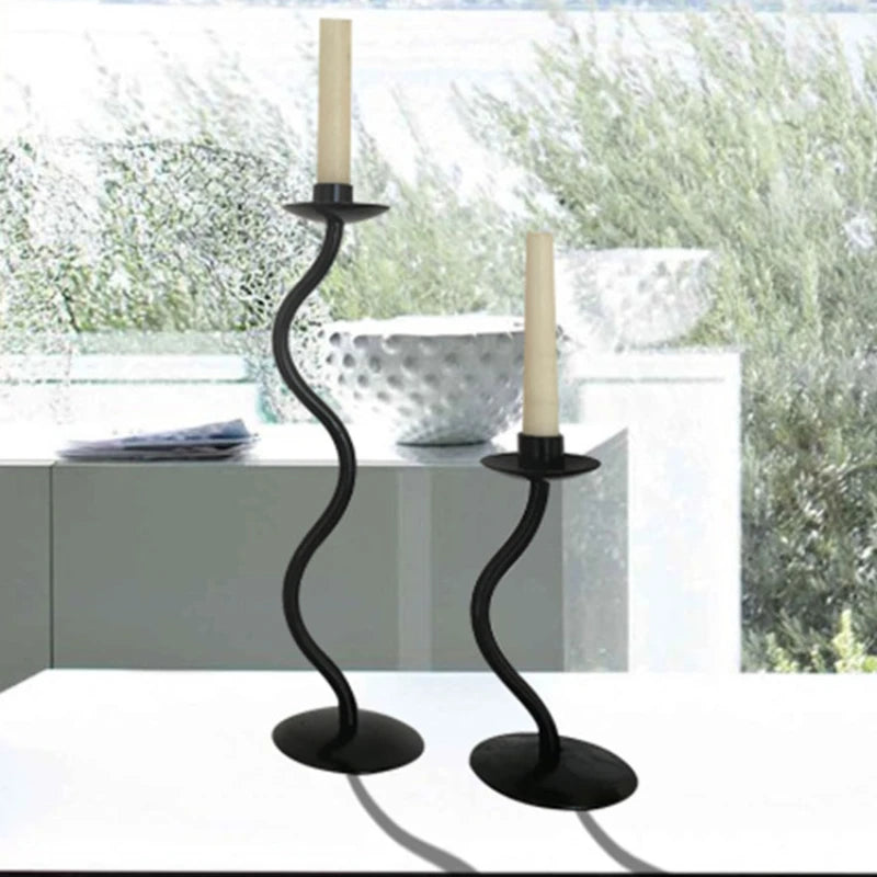 lot de 2 bougeoirs vintage en métal noir pour décoration intérieure
