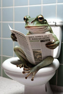 décoration murale humoristique animaux sur toilettes avec journal
