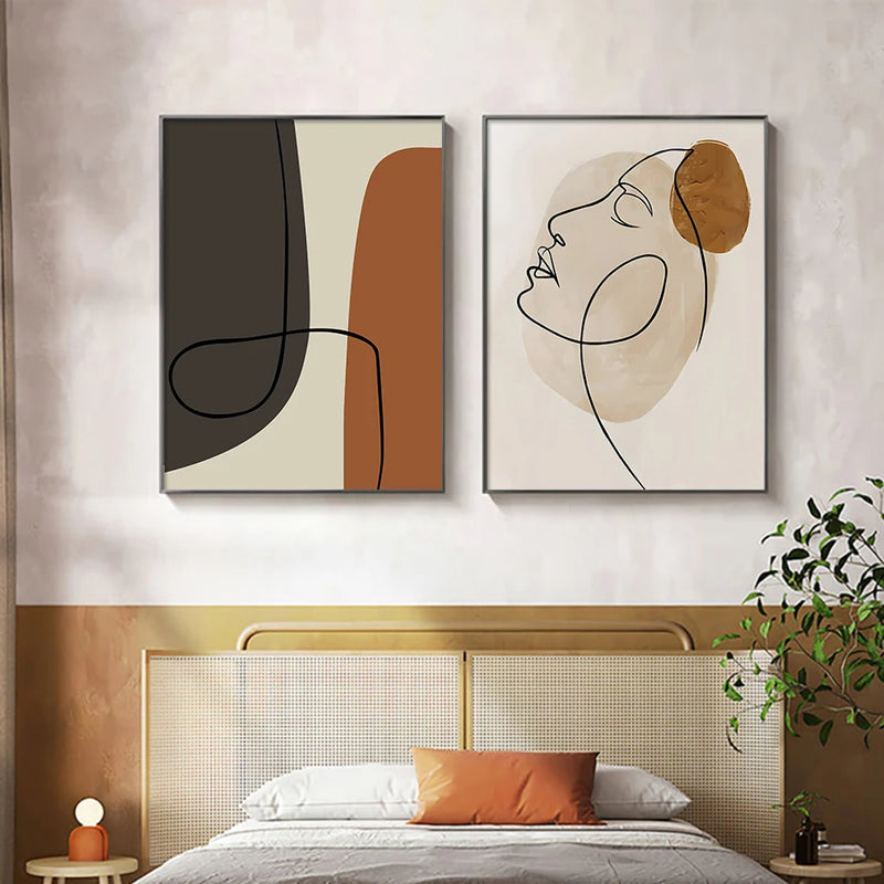 affiches murales abstraites géométriques visage art moderne décor intérieur