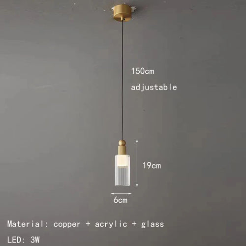 suspension moderne en verre et cuivre avec cordons interchangeables - vue 9 sur 8