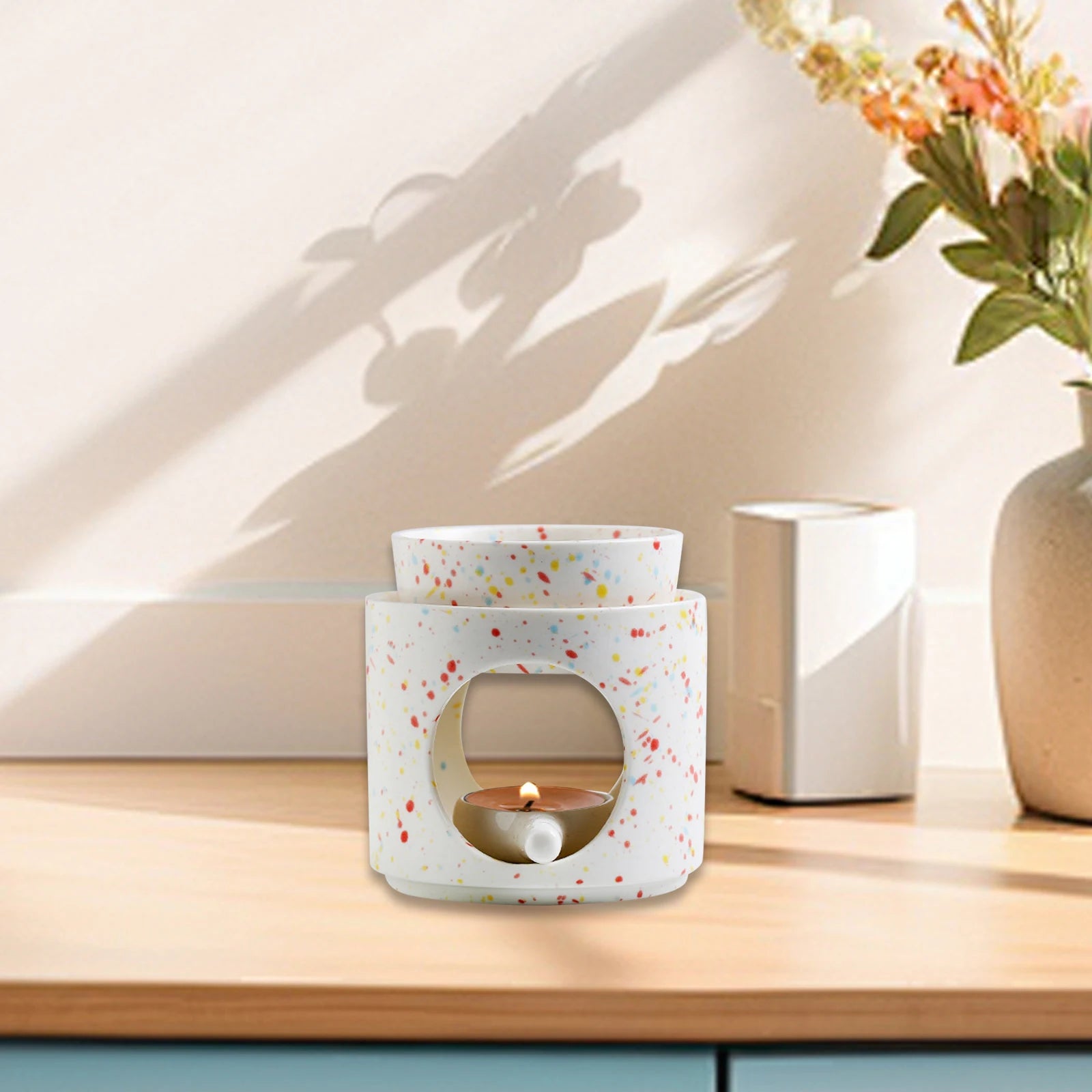 brûleur d'huile essentielle en céramique multifonction décoratif pour intérieur - vue 4 sur 9