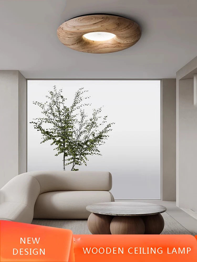 plafonnier led design rétro moderne en bois grand lustre - vue 6 sur 9