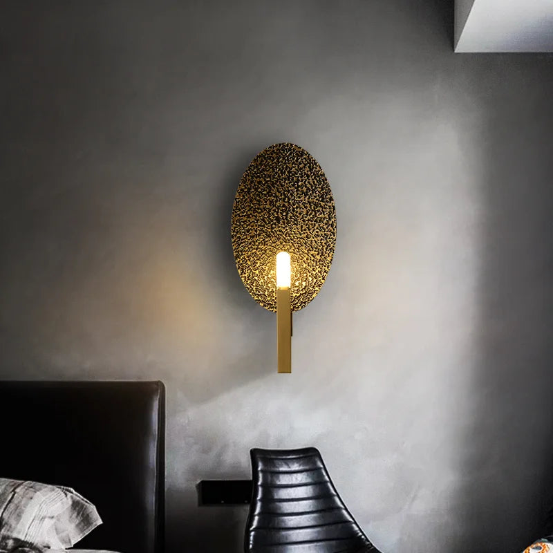 applique murale en cuivre design moderne avec lumières led dorées - vue 4 sur 6