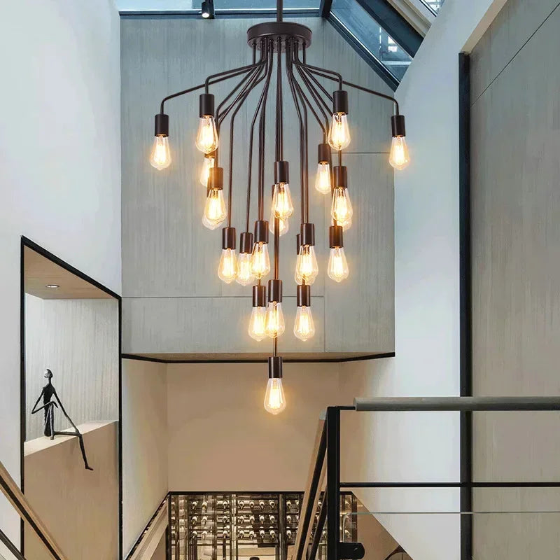 lustre rétro en fer avec led pour décoration intérieure