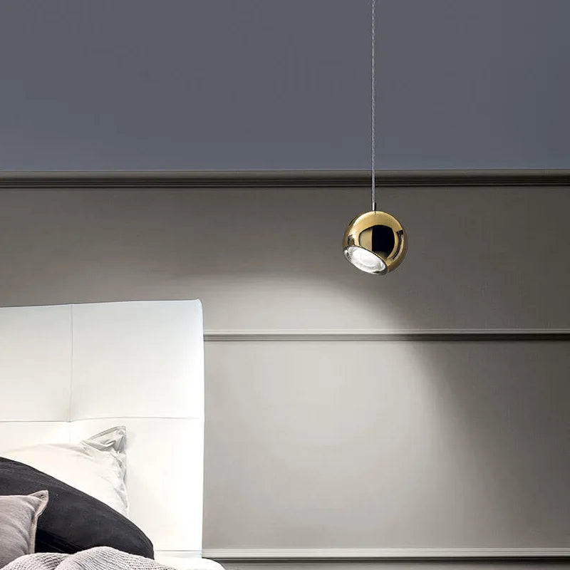 Suspension design LED rotative en métal chromé doré idéale pour bar restaurant café
