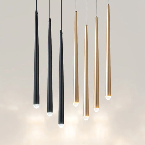 suspension conique en tube long en acrylique et cuivre pour bar et magasin - vue 2 sur 8