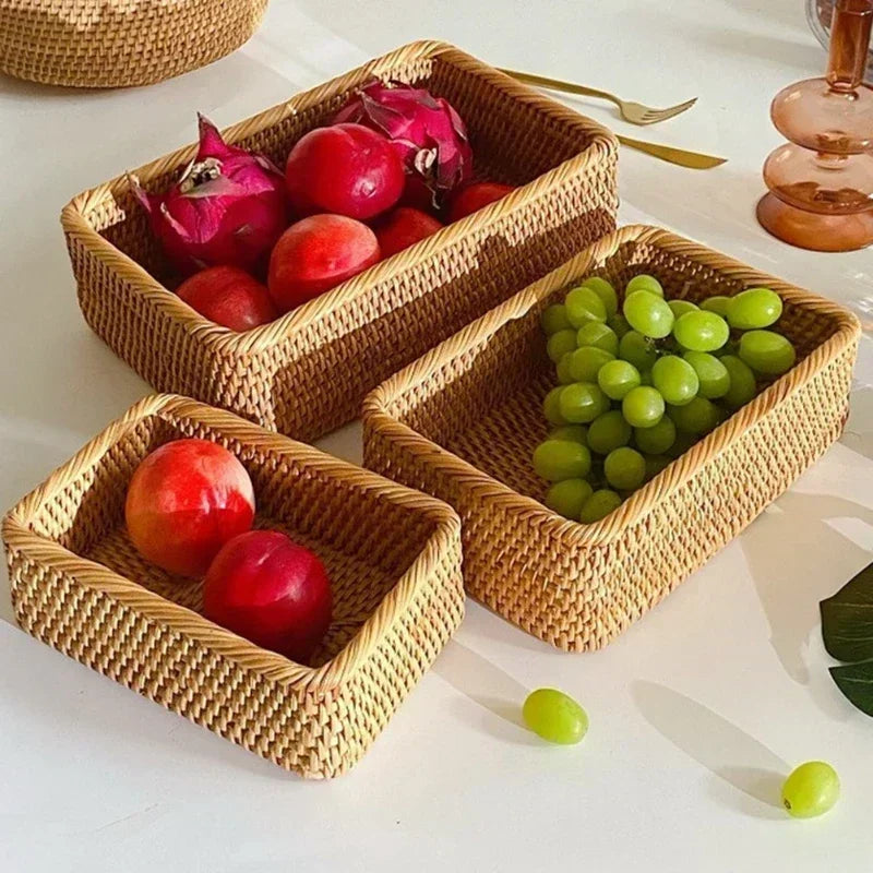 panier de rangement tissé à la main en rotin pour cuisine et pique-nique - vue 3 sur 22