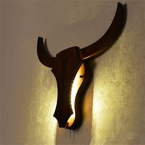applique murale led style animal vache en bois vintage moderne
