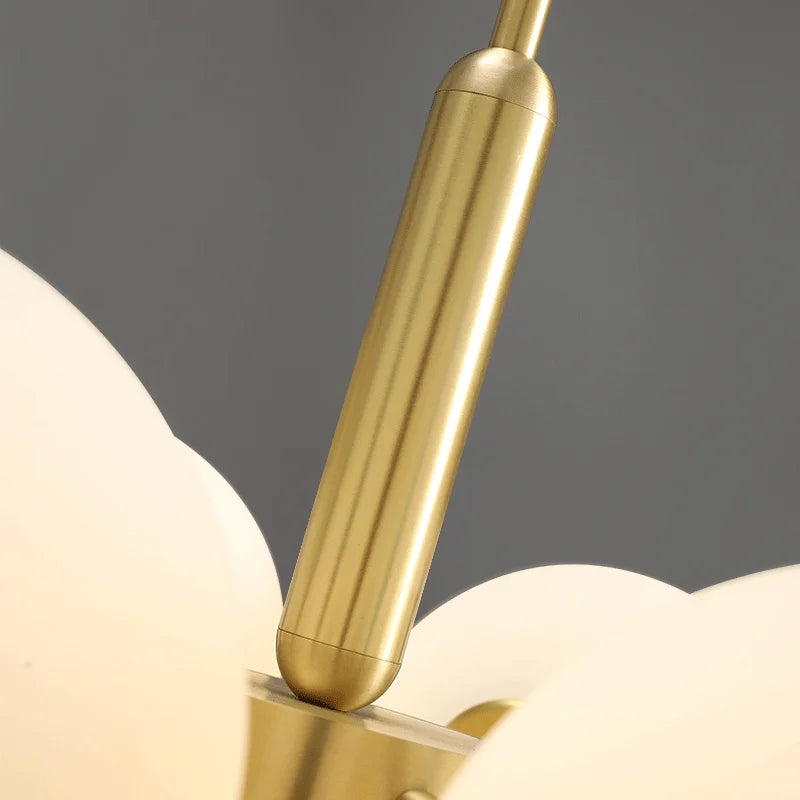 lustre nordique en cuivre design créatif en verre à LED - vue 7 sur 9