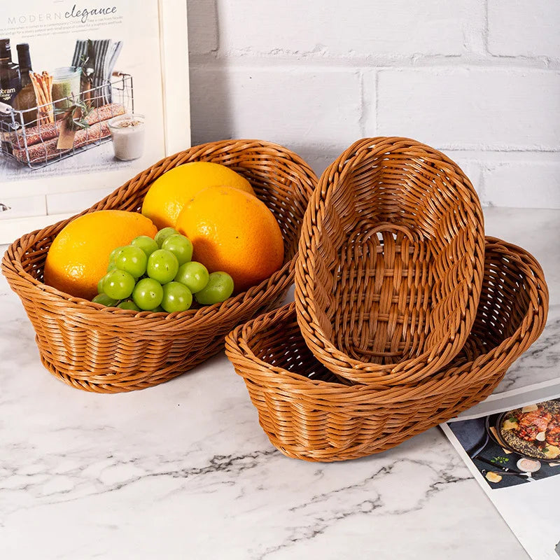 panier à pain en rotin fait main pour rangement alimentaire - vue 4 sur 11