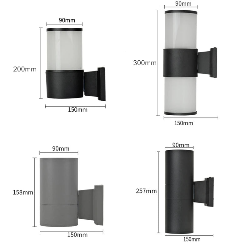 12W Outdoor Glass Tube LED Wall Lamp E27 Waterproof Single Double Head Up&Down Lighting Porch Light Garden Exterior Wall Sconce - vue 7 sur 14