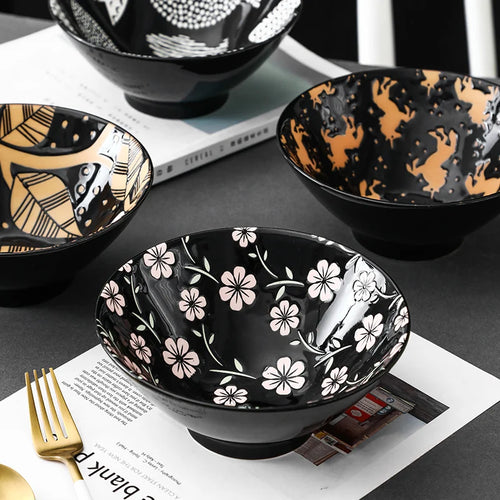 Bol ramen japonais floral ceramique capacite 1 2l