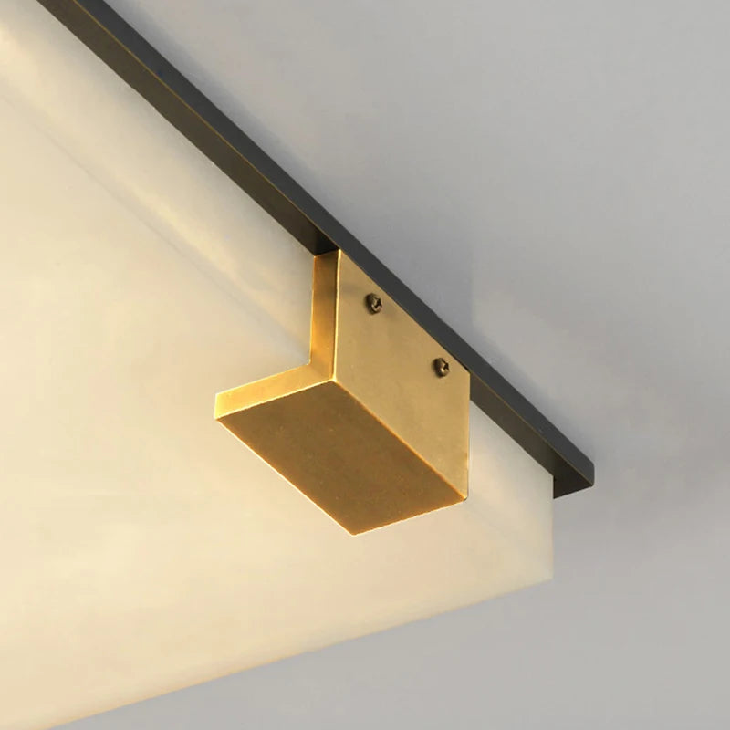 plafonnier carré en marbre et laiton doré led luxueux