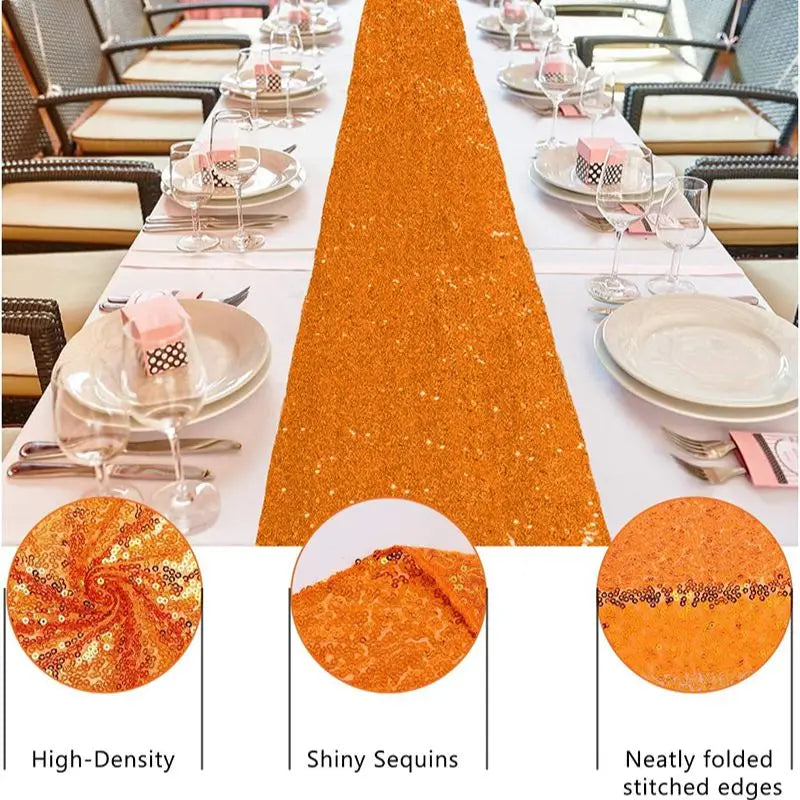 Chemin de table paillettes orange décoration fête mariage - vue 7 sur 7