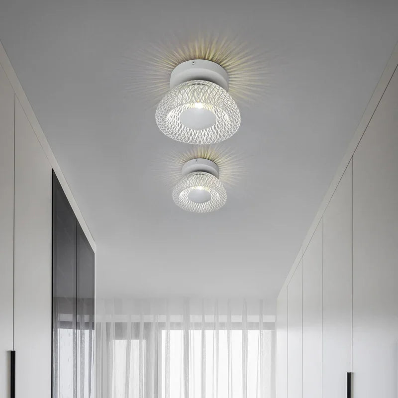 Italy Horn Design Iron Mesh Aisle Lamp Sconce Corridor Ceiling Bedroom TV Backdrop Ceramic Head LED Home Decor Wall Lighing