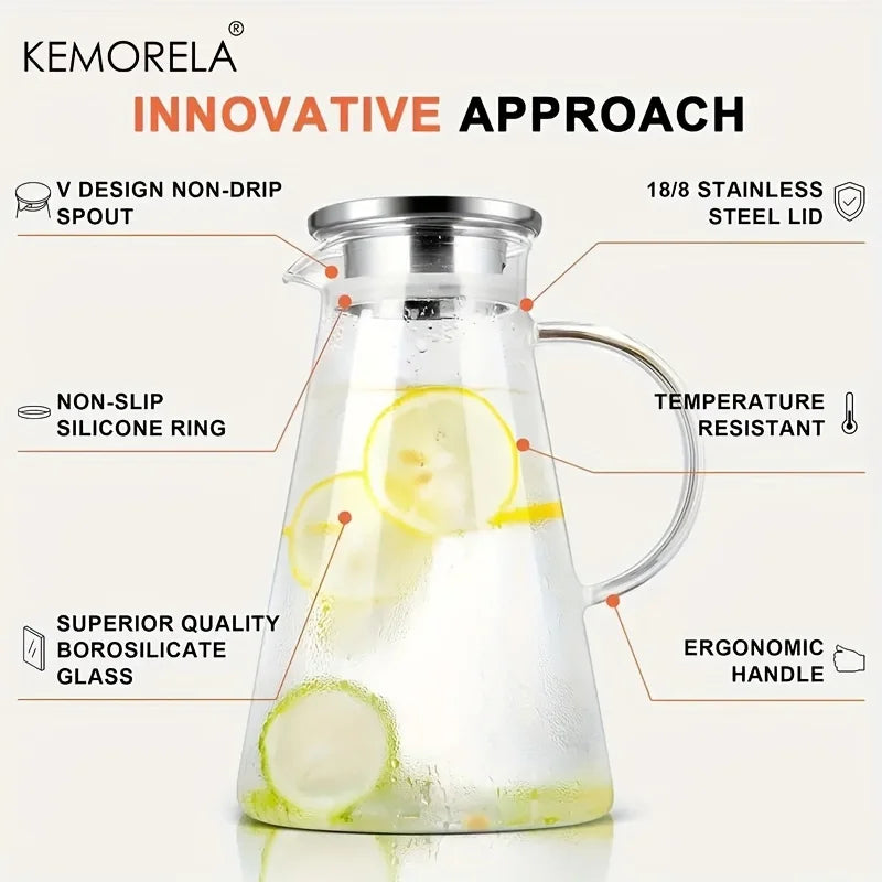 Carafe en verre resistant chaleur poignée grande capacite
