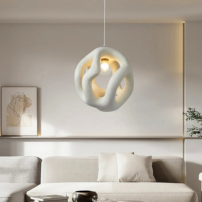 lustre led nordique fait main style wabi sabi restaurant - vue 2 sur 8