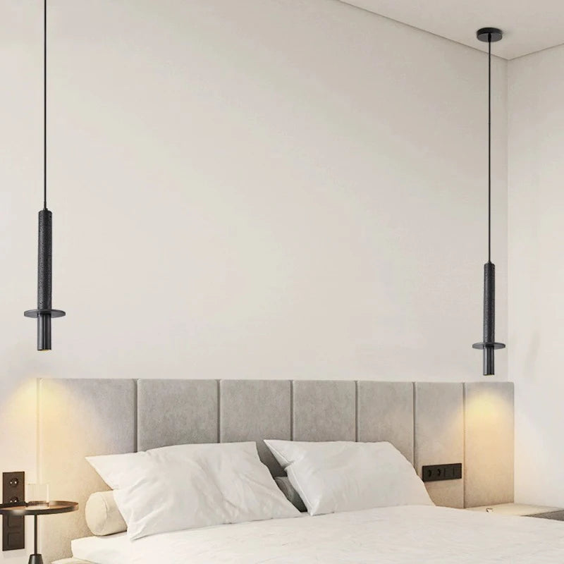 suspension LED nordique moderne chambre chevet longue ligne Simple décor à la maison jaune noir pierre - vue 4 sur 7