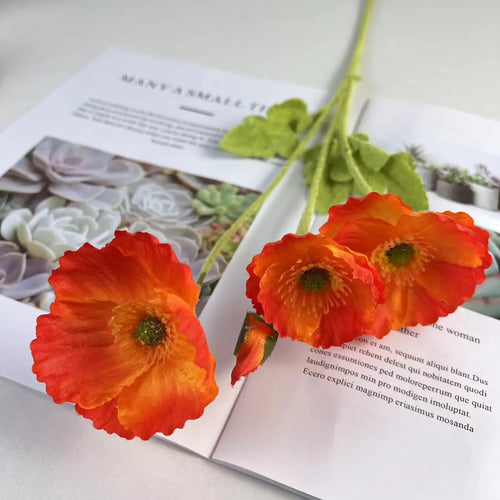 fleurs de pavot artificielles en soie pour décoration et événements - vue 12 sur 21