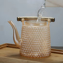Théière japonaise verre borosilicate rétro poignée cuivre