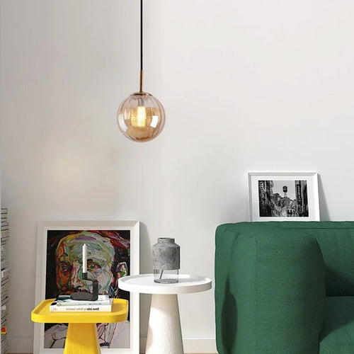 lustre moderne en verre design suspendu lumineux nordique - vue 5 sur 14