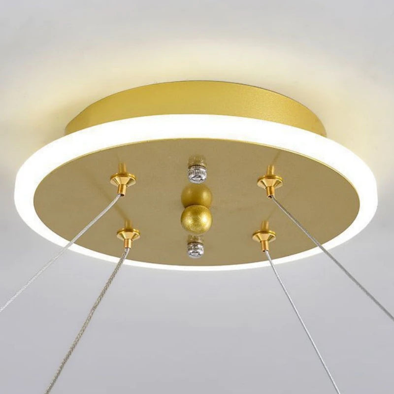 lampe suspendue nordique avec boule de verre et anneau mat réglable - vue 7 sur 14