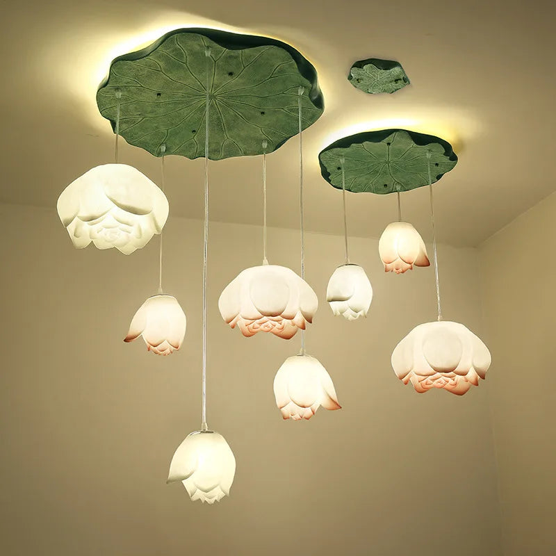 suspension lotus en verre pour décoration d intérieur - vue 2 sur 18