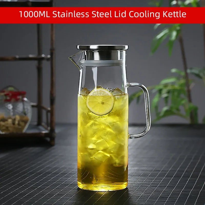 Pichet en verre avec infuseur et couvercle hermetique