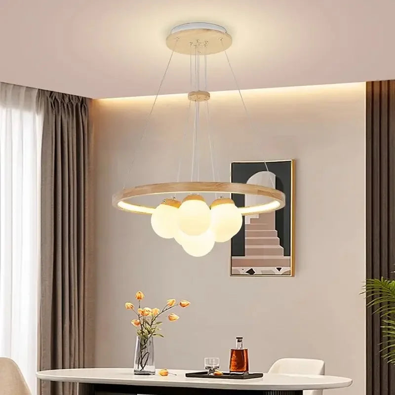 plafonnier led suspendu design moderne en forme de boule de verre - vue 5 sur 8