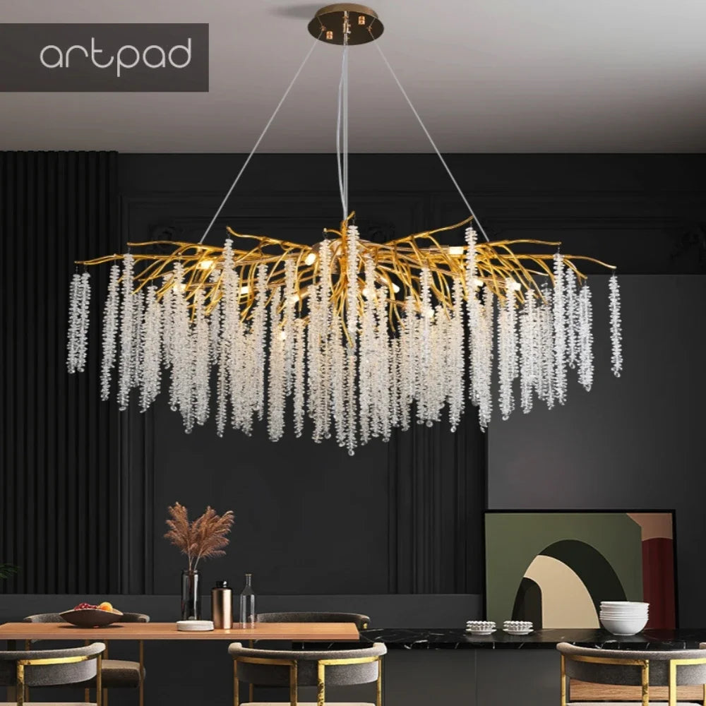 lustre suspendu en verre cristal design moderne pour décoration intérieure