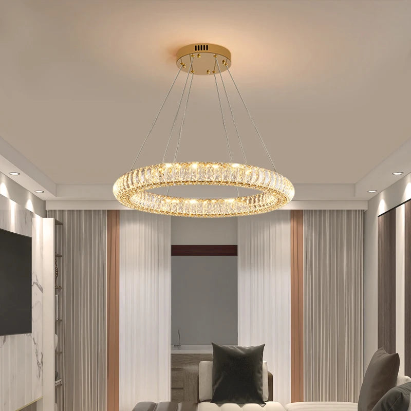 lustre en cristal moderne lumineux pour intérieur élégant - vue 5 sur 12