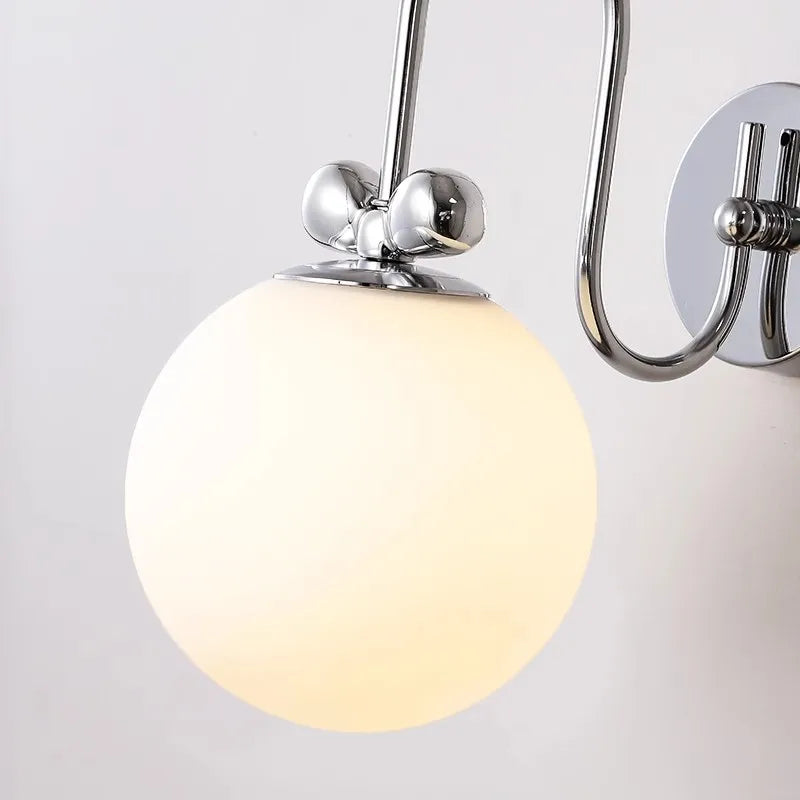 applique murale ronde bauhaus bowknot led chrome - vue 6 sur 7