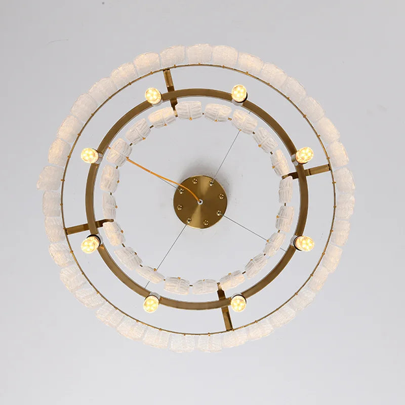 lustre nordique moderne en verre led avec suspension en cristal - vue 5 sur 8